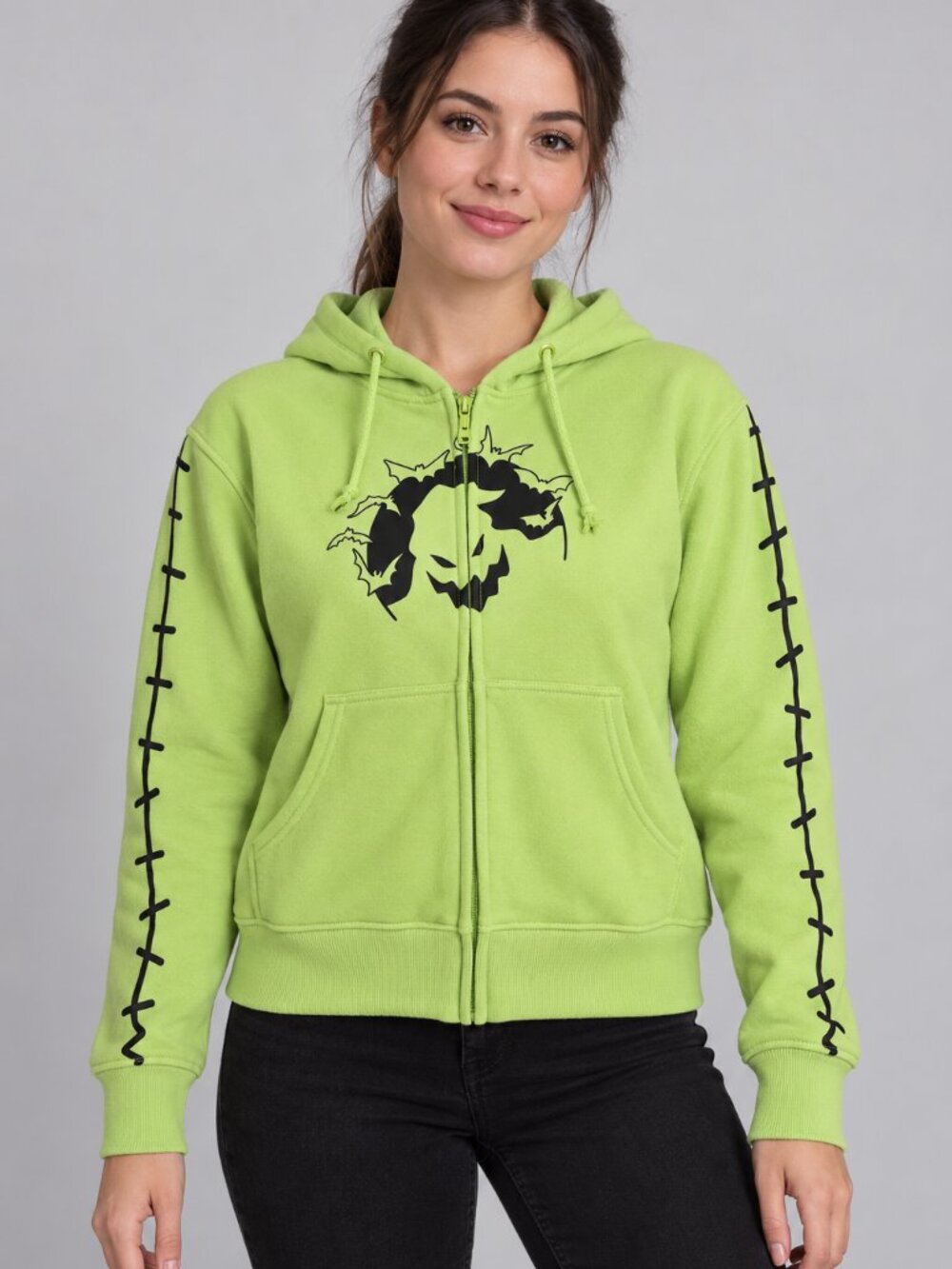 Disney Oogie Boogie Lime Green Full Zip Hoodie XS